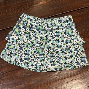 Floral Patterned Blue and Green Women's Skirt
